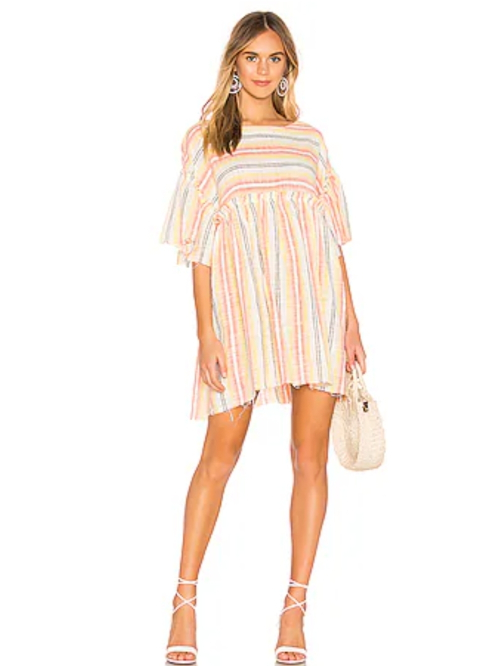 Free People Summer Nights Tunic Dress Striped Boho Gauze Flowy Top S